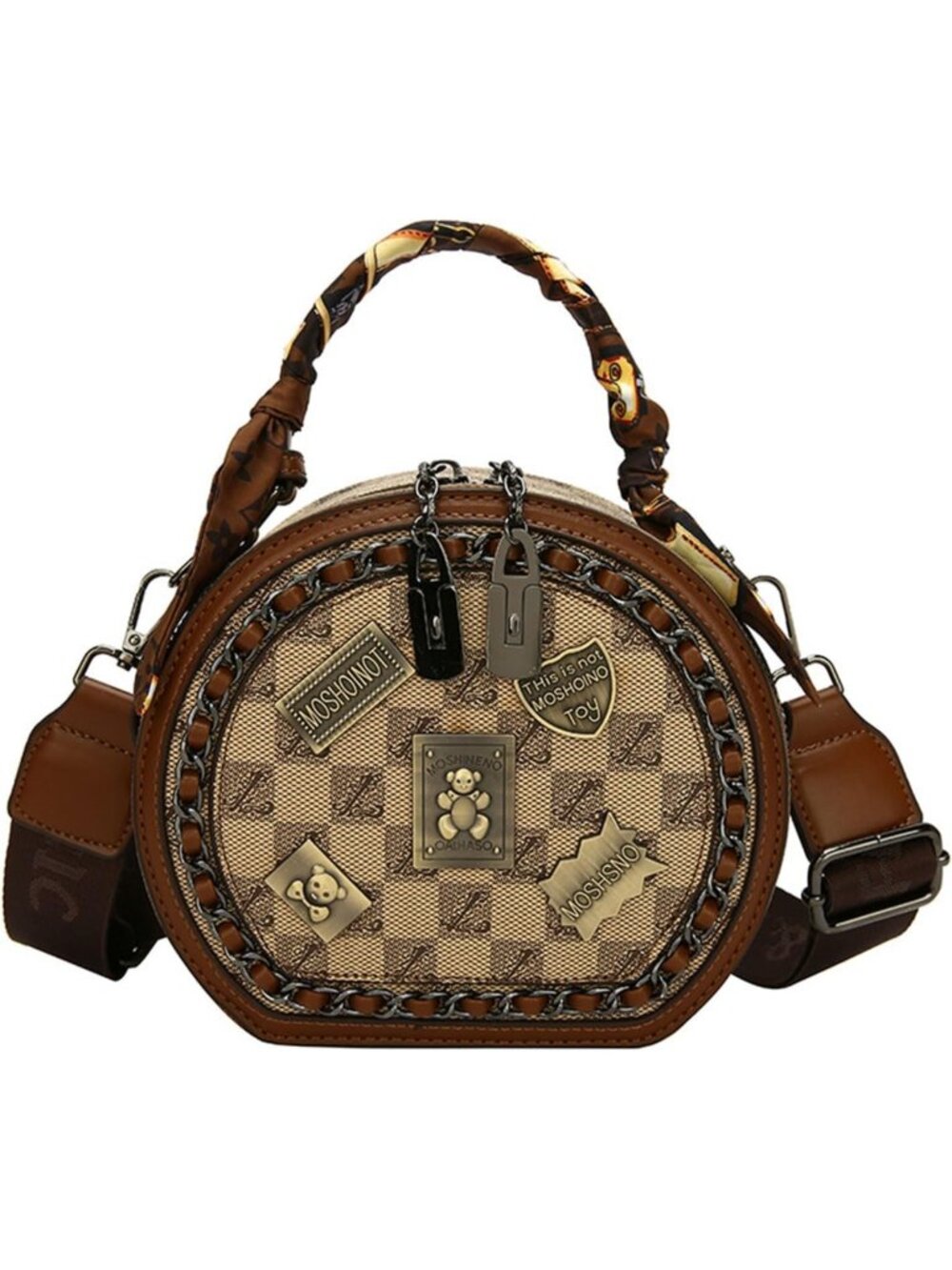 Chic Vintage Round Crossbody Bag | Large Capacity Shoulder Tote Purse